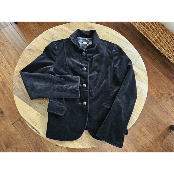 J. Crew Velvet Casual Jacket Blazer Women's Size 4 Reg Black Preppy Career - Picture 1 of 9
